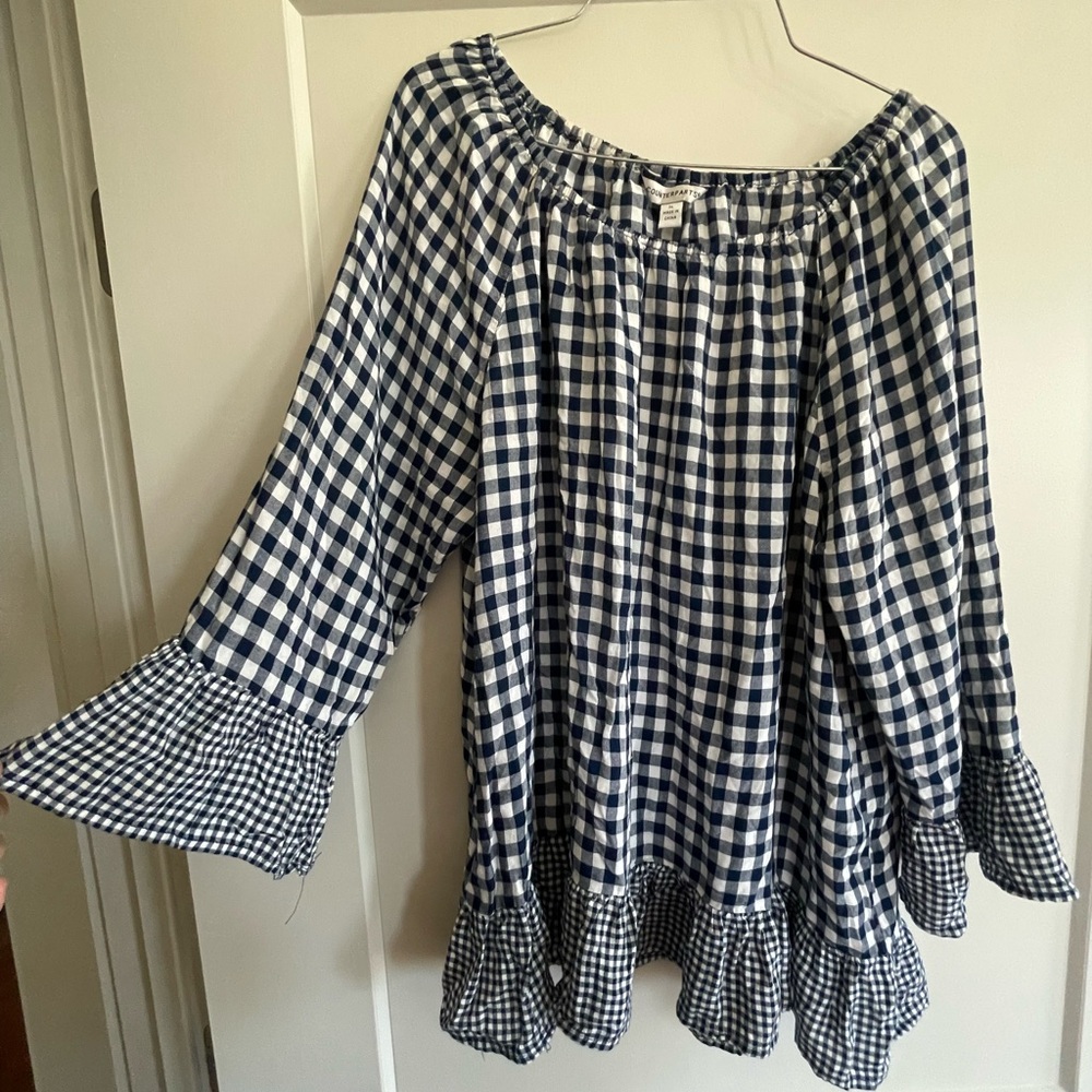 Counterparts Navy and White Gingham Tunic